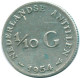 1/10 GULDEN 1954 NIEDERLÄNDISCHE ANTILLEN SILBER Koloniale Münze #NL12051.3.D.A - Antillas Neerlandesas