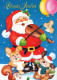 SANTA CLAUS ANIMALS CHRISTMAS Holidays Vintage Postcard CPSM #PAK489.A - Santa Claus