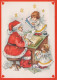 BABBO NATALE ANGELO Buon Anno Natale Vintage Cartolina CPSM #PAK135.A - Santa Claus