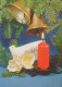 Neujahr Weihnachten BELL KERZE Vintage Ansichtskarte Postkarte CPSM #PAV401.A - Neujahr