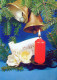 Neujahr Weihnachten BELL KERZE Vintage Ansichtskarte Postkarte CPSM #PAV401.A - Neujahr
