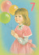 HAPPY BIRTHDAY 7 Year Old GIRL CHILDREN Vintage Postal CPSM #PBT821.A - Geburtstag