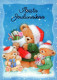 Feliz Año Navidad OSO DE PELUCHE Animales Vintage Tarjeta Postal CPSM #PBS971.A - New Year