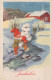 WEIHNACHTSMANN SANTA CLAUS Neujahr Weihnachten GNOME Vintage Ansichtskarte Postkarte CPSMPF #PKD479.A - Kerstman