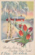 BABBO NATALE Buon Anno Natale GNOME Vintage Cartolina CPSMPF #PKD367.A - Kerstman