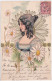 CPA ILLUSTREE -  STYLE ART DECO - ART NOUVEAU - FEMME AVEC FLEUR MARGUERITE - CPA PRECURSEUR 1900 - Altri & Non Classificati