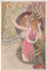 CPA ILLUSTREE -  STYLE ART DECO - ART NOUVEAU - FEMME AVEC FLEURS - CPA PRECURSEUR 1900 - Avant 1900