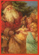 SANTA CLAUS ANGELS CHRISTMAS Holidays Vintage Postcard CPSM #PAK383.GB - Kerstman