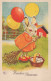 EASTER RABBIT EGG Vintage Postcard CPA #PKE244.GB - Ostern
