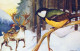 Happy New Year Christmas DEER BIRD GNOME Vintage Postcard CPA #PKE050.GB - Neujahr