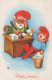 Happy New Year Christmas GNOME Vintage Postcard CPSMPF #PKD851.GB - Neujahr