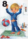 HAPPY BIRTHDAY 8 Year Old BOY Children Vintage Postcard CPSM Unposted #PBU050.GB - Geburtstag