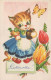 GATTO KITTY Animale Vintage Cartolina CPA #PKE745.IT - Gatos