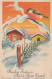 Buon Anno Natale UCCELLO Vintage Cartolina CPSMPF #PKD360.IT - Nouvel An