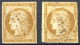 [O SUP] N° 1+1a, Bistre-jaune Et Bistre-brun. 2 Timbres Bien Margés. L'un Signé Calves, L'autre JF Brun - Joli Duo - Cot - 1849-1850 Ceres