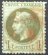 [O SUP] N° 25, 1c Vert Bronze - Obl Càd Rouge Des Imprimés - Cote: 80€ - 1863-1870 Napoleon III With Laurels