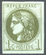 [* SUP] N° 39B, 1c Olive (report 2), Belles Marges Et Signé Brun - Légère Trace - Cote: 225€ - 1870 Bordeaux Printing