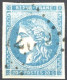 [O SUP] N° 45C, 20c Bleu Type II Report 3 TB Margé Et Obl Légère - Cote: 70€ - 1870 Bordeaux Printing