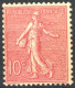 [** SUP] N° 129e, 10c Rose - Impression Recto-verso (bande Blanche Au Verso) - Cote: 70€ - 1903-60 Semeuse Lignée