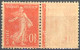 [** SUP] N° 138m, 10c Rouge Foncé En Paire - Impression Recto Verso Tenant à Partiel - 1903-60 Sower - Ligned