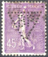 [O SUP] N° 197, 45c Lilas - Perforation De Firme - 1903-60 Säerin, Untergrund Schraffiert