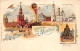 Russia - MOSCOW - Litho Postcard - Queen Of Bells - Ivan Veliki In The Kremlin - Holy Gate - Publ. Unknwon  - Russia