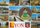CPM -  Brodée 69 LYON Multivues Poupée Lyonnaise Relief Tissus Minidoll Vallazur Grasse Centre Nautique Palais Des Sp - Brodées