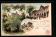 Lithographie Eisenach, Wartburgblick, Eingang Zur Wartburg, Restauration  - Other & Unclassified