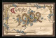 AK Jahreszahl 1902 Mit Blauen Blüten Auf Einem Holzbrett  - Autres & Non Classés