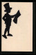 AK Zeitung Lesender Knabe Mit Zylinder, Scherenschnitt  - Silhouette - Scissor-type