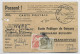 FRANCE TAXE GERBES 10FR+20FR FRANCONVILLE 1953 SUR CARTE POSTALE PAR BALLON DE BELGIQUE PHILIPPEVILLE NAMUR - 1859-1959 Covers & Documents