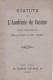 STATUTS DE L ACADEMIE DE CUISINE 1893 - Non Classés