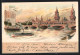 Lithographie Berlin-Friedrichshain, Oberbaum-Brücke, Dampfer  - Friedrichshain