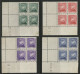 MONACO N° 228 230 231 233 Quatre Blocs De 4 Neuf ** (MNH) Avec Coin Daté. Voir Description - Unused Stamps