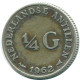 1/4 GULDEN 1962 NIEDERLÄNDISCHE ANTILLEN SILBER Koloniale Münze #NL11152.4.D.A - Niederländische Antillen