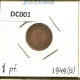 1 PFENNIG 1949 G BRD ALEMANIA Moneda GERMANY #DC001.E.A - 1 Pfennig