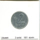 2 CENTAI 1991 LITUANIE LITHUANIA Pièce #AS704.F.A - Lithuania