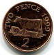 2 PENNI 1999 GUERNSEY UNC Queen Guernsey Cow Coin #W11111.U.A - Guernsey