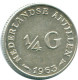 1/4 GULDEN 1963 NIEDERLÄNDISCHE ANTILLEN SILBER Koloniale Münze #NL11243.4.D.A - Netherlands Antilles