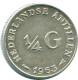 1/4 GULDEN 1963 NIEDERLÄNDISCHE ANTILLEN SILBER Koloniale Münze #NL11243.4.D.A - Niederländische Antillen