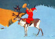 SANTA CLAUS Happy New Year Christmas DEER Vintage Postcard CPSM #PBB197.A - Santa Claus