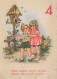 FELIZ CUMPLEAÑOS 4 Año De Edad NIÑO NIÑOS Vintage Tarjeta Postal CPSM #PBT972.A - Geburtstag