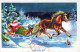 BABBO NATALE Buon Anno Natale Vintage Cartolina CPSMPF #PKG361.A - Santa Claus