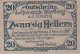 20 HELLER 1920 Stadt WARTBERG AN DER KREMS Oberösterreich Österreich Notgeld Papiergeld Banknote #PG737 - Lokale Ausgaben