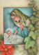 Vergine Maria Madonna Gesù Bambino Natale Religione Vintage Cartolina CPSM #PBB785.IT - Jungfräuliche Marie Und Madona
