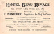 JUAN-les-PINS (Alpes-Maritimes) - Hôtel Beau-Rivage, F. Menudier - Publicité Au Verso (2 Scans) - Juan-les-Pins