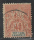 CONGO - N°21 Obl (1892) 40c Rouge Orange - Usados