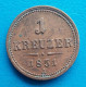 Autriche Austria Österreich 1 Kreuzer 1851 A Km 2185 - Austria