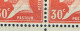 173 Pasteur 30 C. Rouge Paire Avec  Barre De Sécurité Variété Tache Dans Le Cou Luxe - 1922-26 Pasteur
