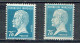 177 Pasteur 75 C. Bleu Deux Timbres Varités De Nuance Charnière - 1922-26 Pasteur